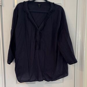 Talbots Black Ruffle Blouse